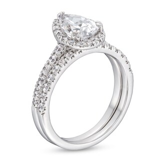 1.70 CT. T.W. Pear-Shaped Certified Lab-Created Diamond Frame Bridal Set in 14K White Gold (F/SI2)