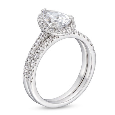 1.70 CT. T.W. Pear-Shaped Certified Lab-Created Diamond Frame Bridal Set in 14K White Gold (F/SI2)