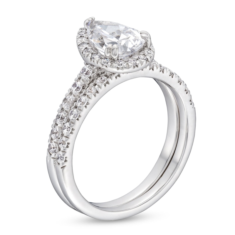 1.70 CT. T.W. Pear-Shaped Certified Lab-Created Diamond Frame Bridal Set in 14K White Gold (F/SI2)|Peoples Jewellers