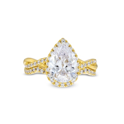 2.50 CT. T.W. Pear-Shaped Certified Lab-Created Diamond Frame Twist Bridal Set in 14K Gold (F/SI2)