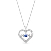 Thumbnail Image 0 of 4.0mm Blue and White Lab-Created Sapphire "MOM" Heart Pendant in Sterling Silver