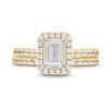 Thumbnail Image 3 of 1.70 CT. T.W. Emerald-Cut Certified Lab-Created Diamond Frame Bridal Set in 14K Gold (F/SI2)