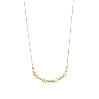 0.23 CT. T.W. Diamond "MAMA" Station Line Necklace in 10K Gold - 17"