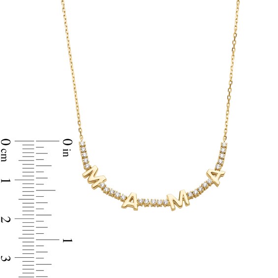 0.23 CT. T.W. Diamond "MAMA" Station Line Necklace in 10K Gold - 17"