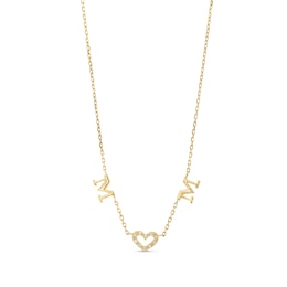 Diamond Accent &quot;MOM&quot; Heart Station Necklace in 10K Gold