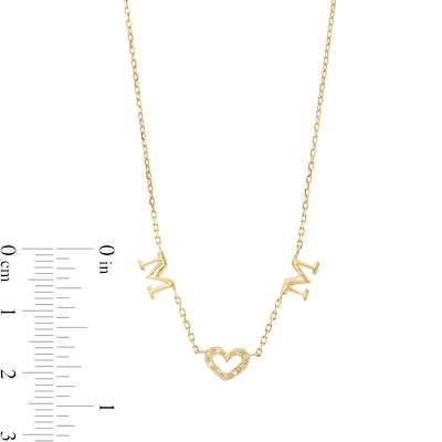 Diamond Accent "MOM" Heart Station Necklace in 10K Gold