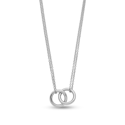 Interlocking Circles Double Chain Necklace in Platinum