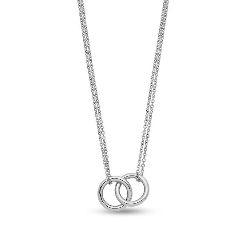 Interlocking Circles Double Chain Necklace in Platinum|Peoples Jewellers