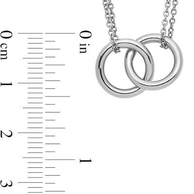 Interlocking Circles Double Chain Necklace in Platinum