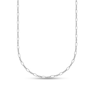 2.4mm Alternating Oval Link Chain Necklace in Solid Platinum - 16"