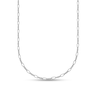 2.4mm Alternating Oval Link Chain Necklace in Solid Platinum - 16"