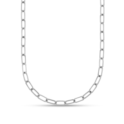 3.4mm Paper Clip Chain Necklace in Solid Platinum - 18"