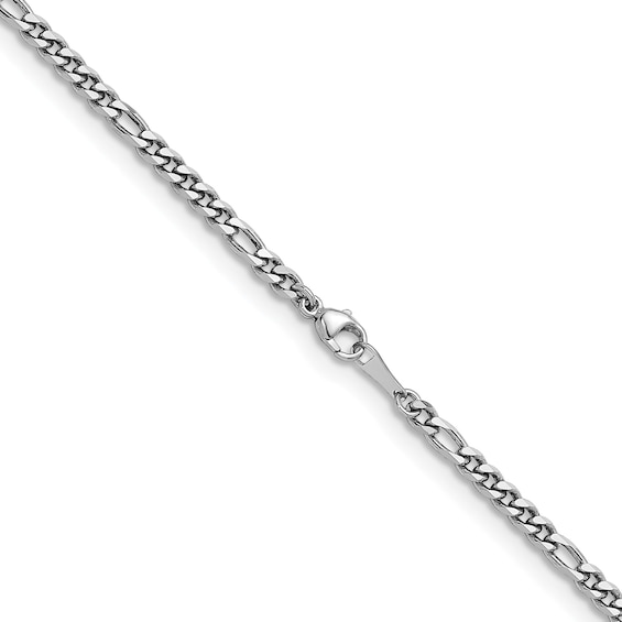 3.2mm Figaro Chain Necklace in Solid Platinum