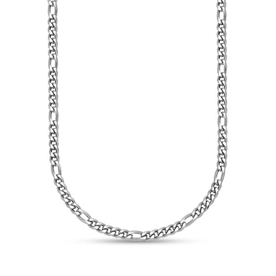 3.2mm Figaro Chain Necklace in Solid Platinum - 24"