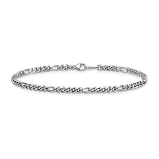 3.2mm Figaro Chain Bracelet in Solid Platinum - 8"