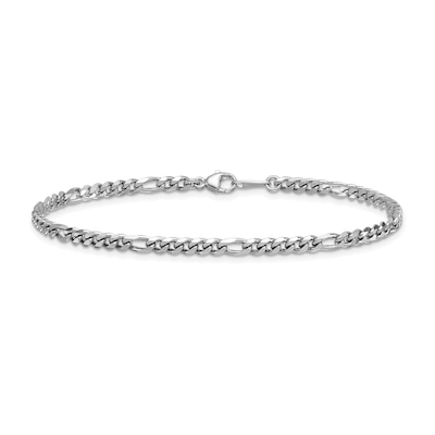 3.2mm Figaro Chain Bracelet in Solid Platinum - 8"