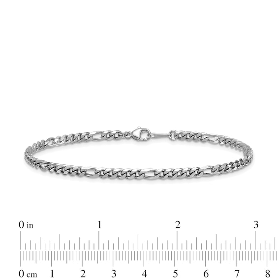 3.2mm Figaro Chain Bracelet in Solid Platinum - 8"