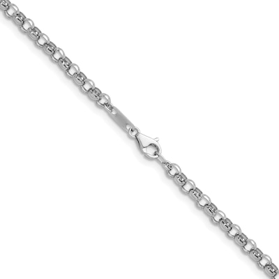 3.4mm Rolo Chain Necklace in Solid Platinum