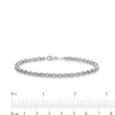 3.4mm Rolo Chain Bracelet in Solid Platinum - 7.5"