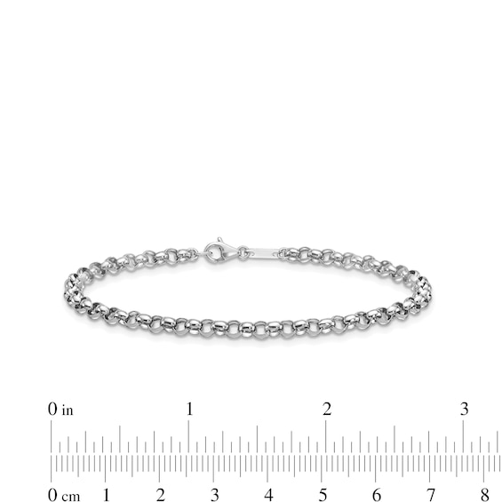 3.4mm Rolo Chain Bracelet in Solid Platinum - 7.5"