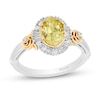 Enchanted Disney Belle Lemon Quartz and 0.18 CT. T.W. Diamond Frame Rose-Sides Ring in Sterling Silver and 10K Gold