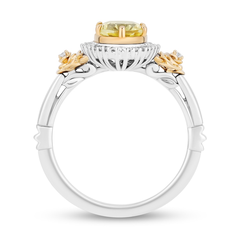 Enchanted Disney Belle Lemon Quartz and 0.18 CT. T.W. Diamond Frame Rose-Sides Ring in Sterling Silver and 10K Gold|Peoples Jewellers