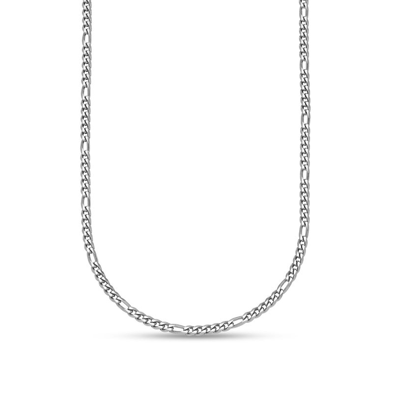 2.5mm Figaro Chain Necklace in Solid Platinum - 24"