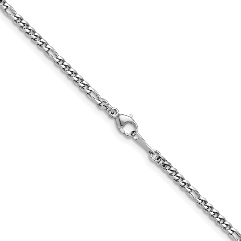 2.5mm Figaro Chain Necklace in Solid Platinum - 24"