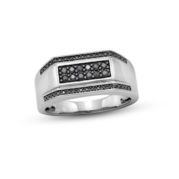 Vera Wang Men 0.37 CT. T.W. Black Diamond Multi-Row Ring in Sterling Silver