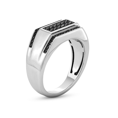 Vera Wang Men 0.37 CT. T.W. Black Diamond Multi-Row Ring in Sterling Silver