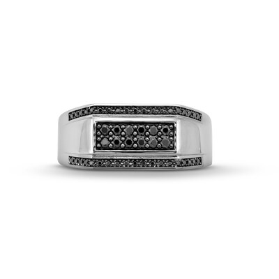 Vera Wang Men 0.37 CT. T.W. Black Diamond Multi-Row Ring in Sterling Silver