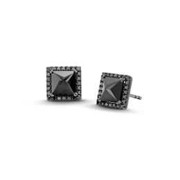 Vera Wang Men Black Spinel and 0.22 CT. T.W. Black Diamond Stud Earrings in Sterling Silver with Black Rhodium