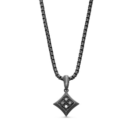 Vera Wang Men 0.29 CT. T.W. Black Diamond Tilted Square Pendant in Sterling Silver with Black Ruthenium - 22”