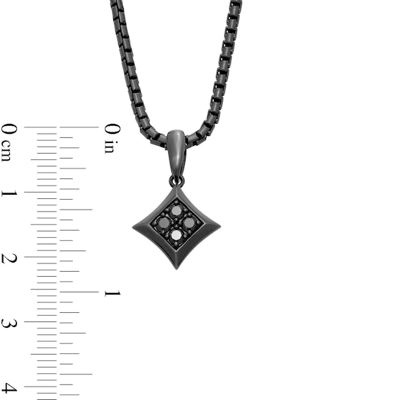 Vera Wang Men 0.29 CT. T.W. Black Diamond Tilted Square Pendant in Sterling Silver with Black Ruthenium - 22”