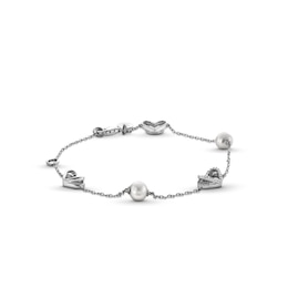 The Kindred Heart from Vera Wang Love Collection Freshwater Cultured Pearl and Diamond Bracelet in Sterling Silver
