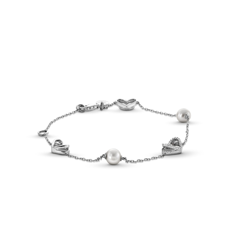 The Kindred Heart from Vera Wang Love Collection Freshwater Cultured Pearl and Diamond Bracelet in Sterling Silver|Peoples Jewellers