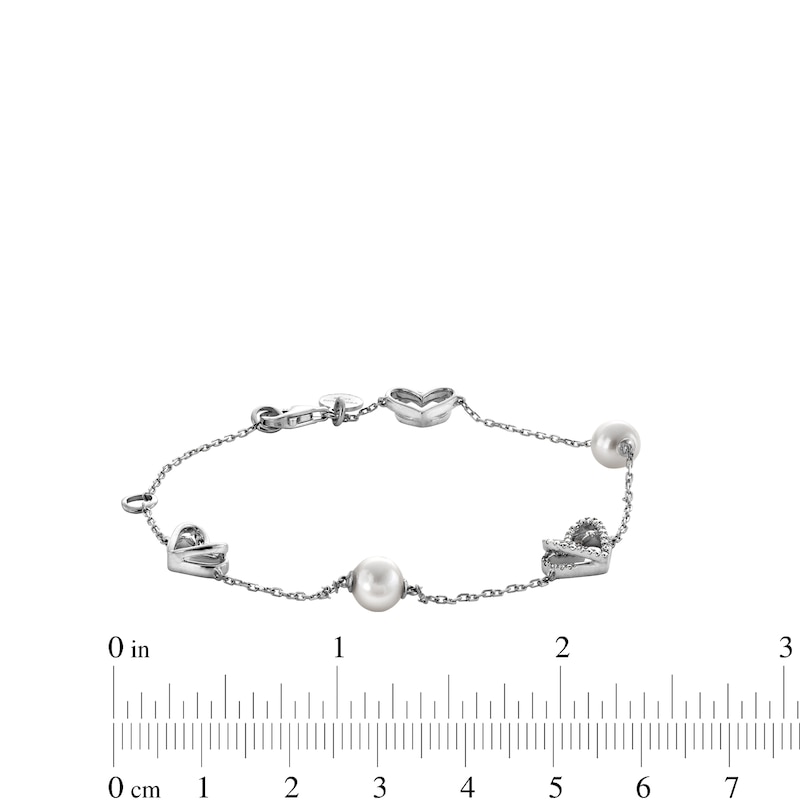 The Kindred Heart from Vera Wang Love Collection Freshwater Cultured Pearl and Diamond Bracelet in Sterling Silver