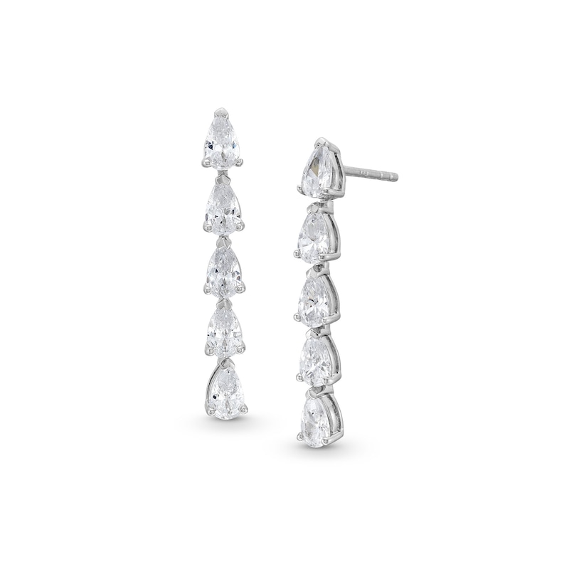 1.50 CT. T.W. Pear-Shaped Certified Lab-Created Diamond Linear Drop Earrings in 14K White Gold (F/SI2)|Peoples Jewellers