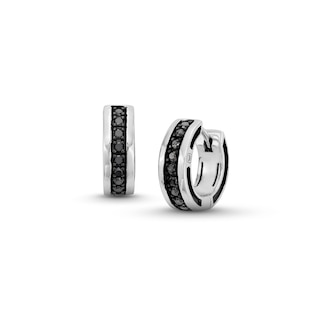 Vera Wang Men 0.29 CT. T.W. Black Diamond Huggie Hoop Earrings in Sterling Silver