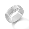 Thumbnail Image 2 of Men's 8.0mm Satin Centre Vintage-Style Wedding Band in Sterling Silver - Size 10