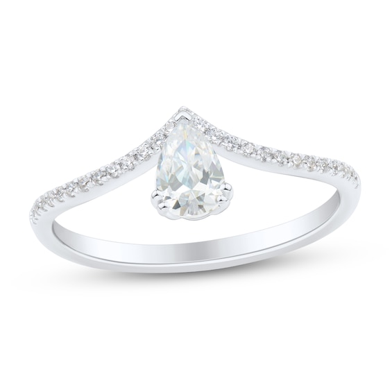 0.45 CT. T.W. Pear-Shaped Diamond Chevron Engagement Ring in 14K White Gold