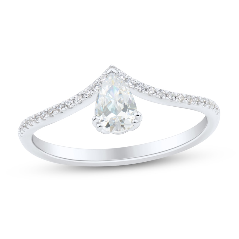 0.45 CT. T.W. Pear-Shaped Diamond Chevron Engagement Ring in 14K White Gold|Peoples Jewellers
