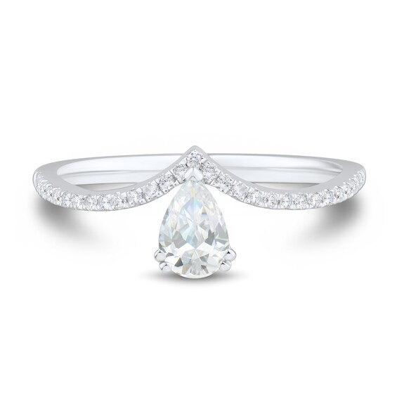 0.45 CT. T.W. Pear-Shaped Diamond Chevron Engagement Ring in 14K White Gold