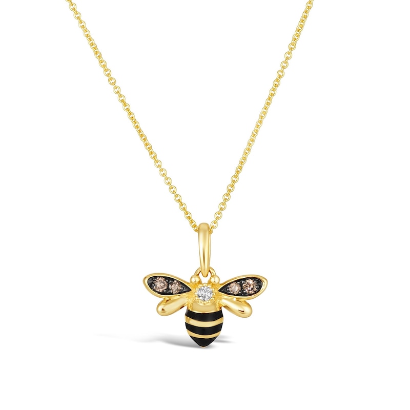 Le Vian® 0.12 CT. T.W. Chocolate Diamond® and Nude Diamond™ with Enamel Bee Pendant in 14K Honey Gold™ - 19”|Peoples Jewellers