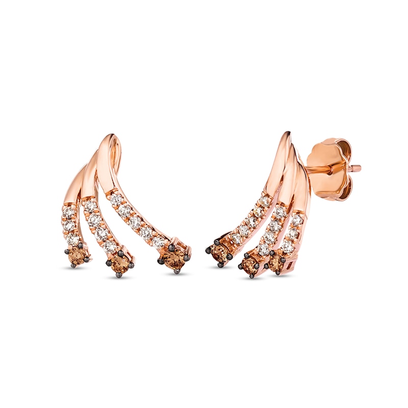 Le Vian® 0.42 CT. T.W. Chocolate Diamond® and Nude Diamond™ Shooting Star Earrings in 14K Strawberry Gold®|Peoples Jewellers