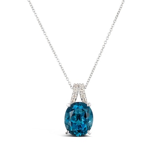 Le Vian® Oval Deep Sea Blue Topaz™ and 0.14 CT. T.W. Nude Diamond™ Split Bail Pendant in 14K Vanilla Gold®