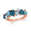 Thumbnail Image 0 of Le Vian® Multi-Shaped Multi-Hue Deep Sea Blue Topaz™ Cluster Ring in 14K Strawberry Gold®