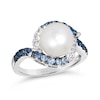 Thumbnail Image 0 of Le Vian® Vanilla Pearl™ and Blue and White Sapphire Denim Ombré® Bypass Frame Ring in 14K Vanilla Gold®