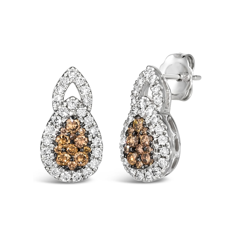 Le Vian® 0.82 CT. T.W. Chocolate Diamond® and Nude Diamond™ Pear-Shaped Frame Drop Earrings in 14K Vanilla Gold®|Peoples Jewellers
