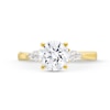 1.80 CT. T.W. Pear-Shaped and Round Certified Lab-Created Diamond Three Stone Engagement Ring in 14K Gold (F/SI2)